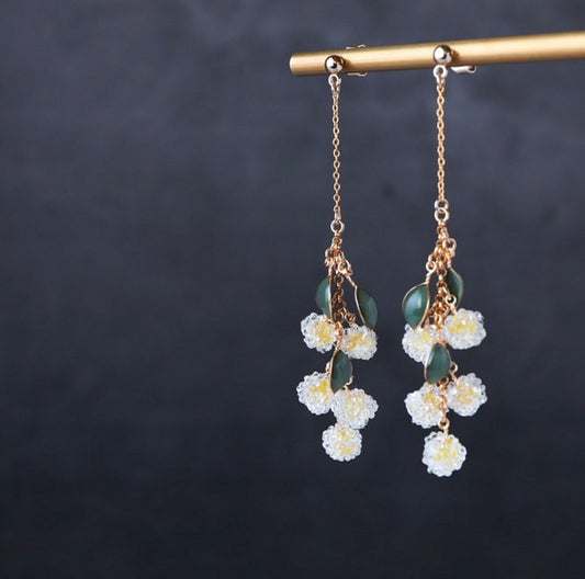 <Handmade in Japan> 玻璃黃花含羞草耳環(ミモザ)