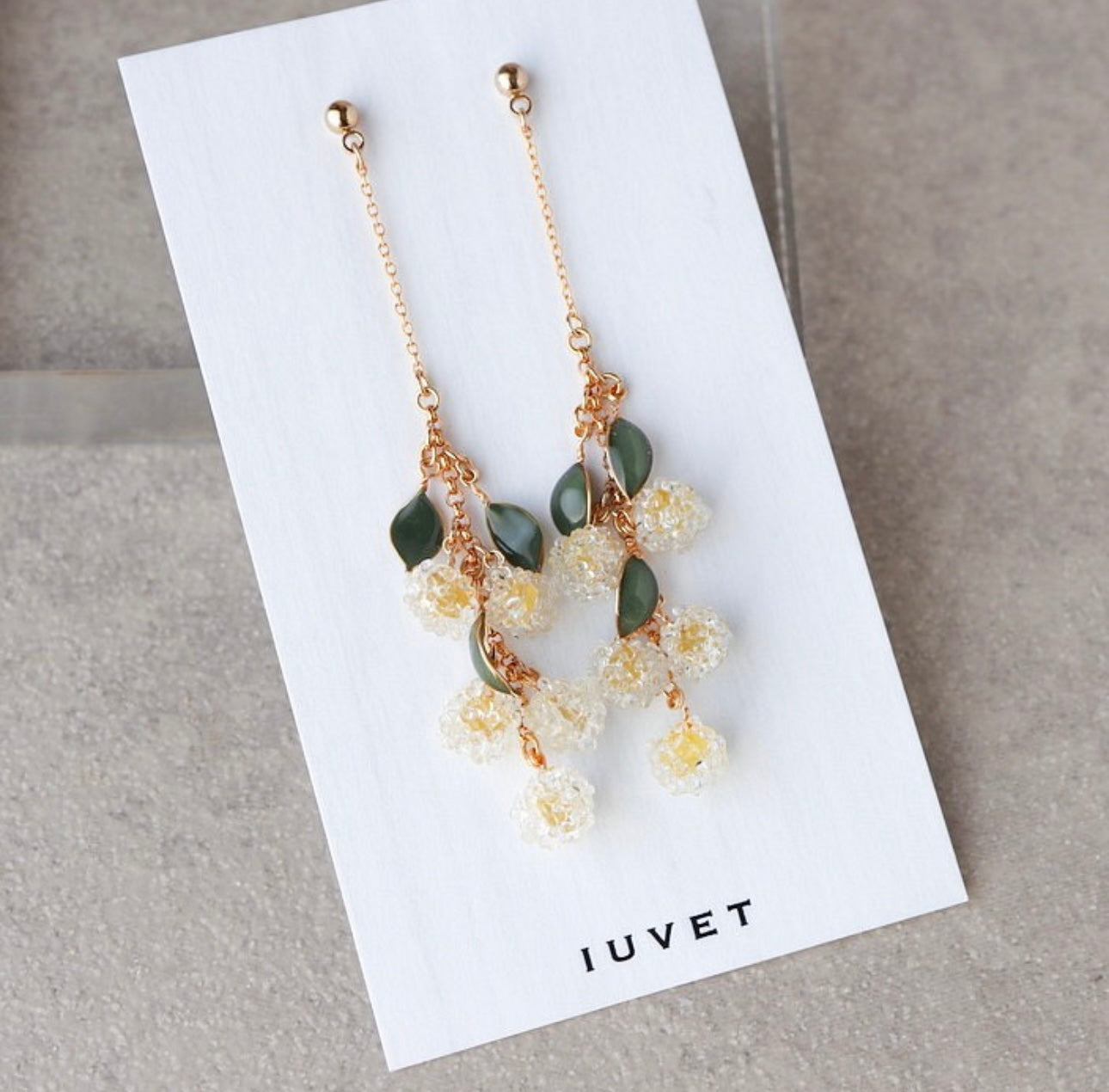 <Handmade in Japan> 玻璃黃花含羞草耳環(ミモザ)