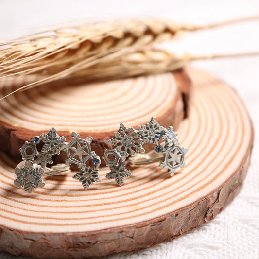 <Handmade in Japan> Palnart poc小小藍彩鑽 雪の結晶耳環 (耳夾款)