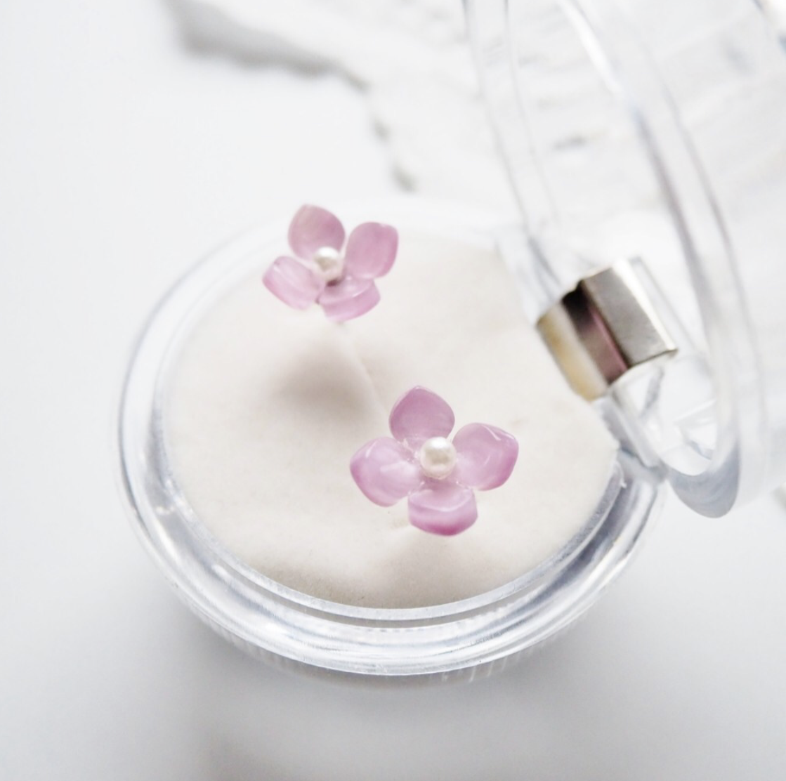 <Handmade in Japan> 紫陽花ひと粒耳環
