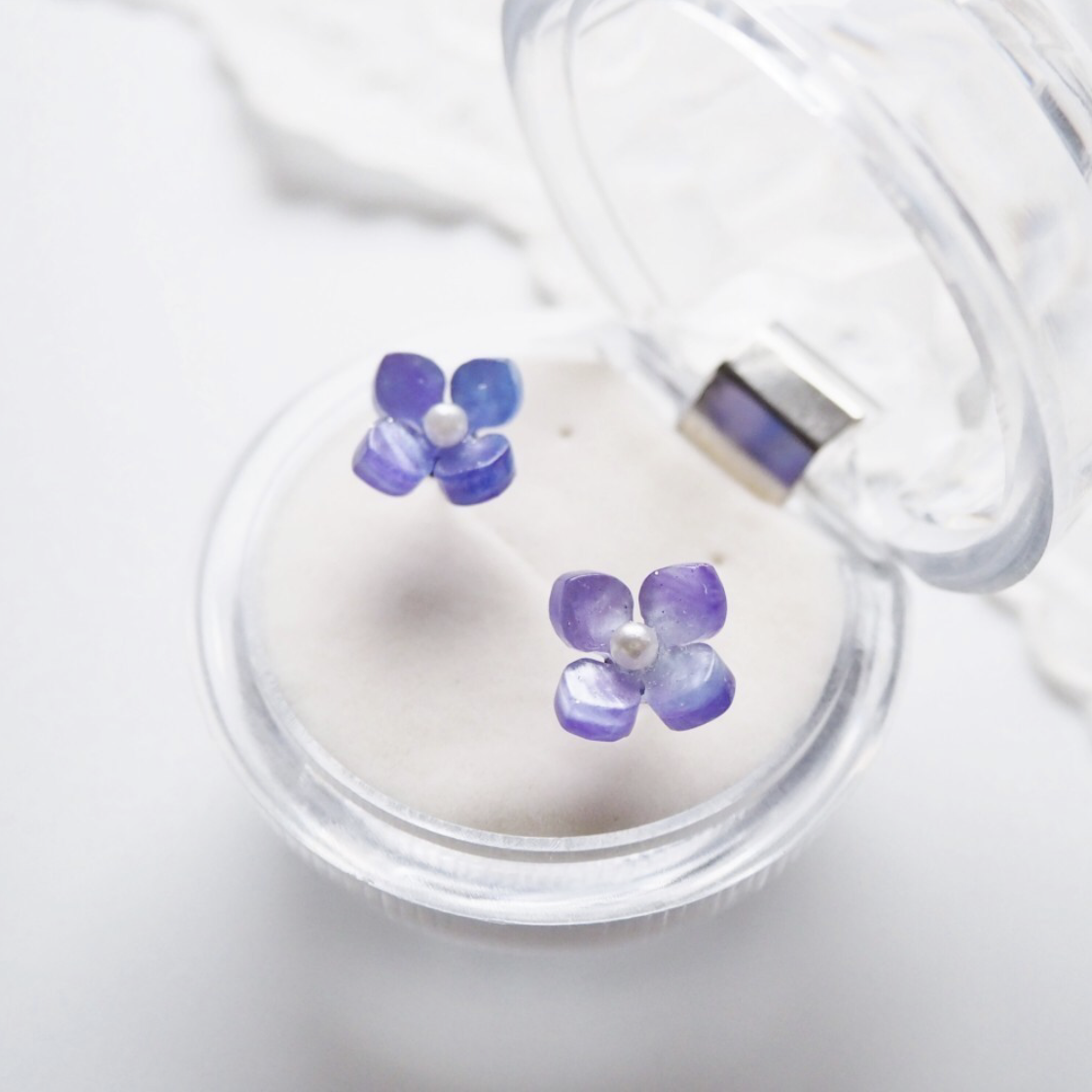 <Handmade in Japan> 紫陽花ひと粒耳環