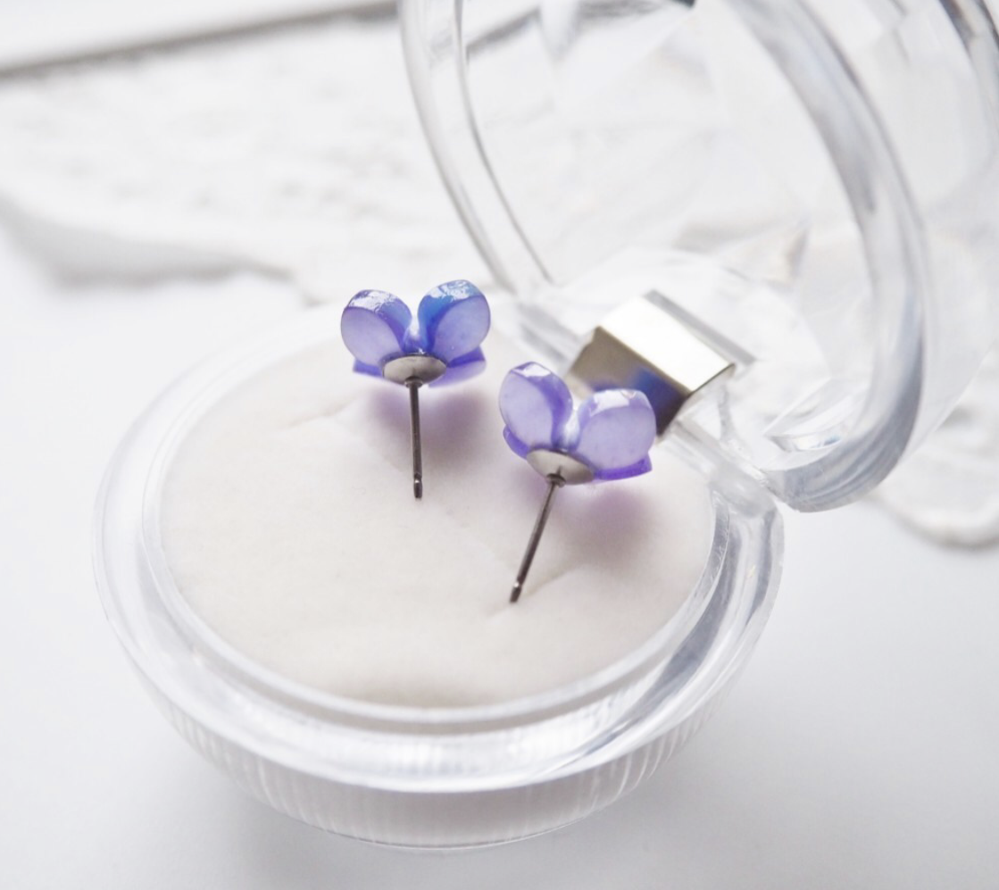 <Handmade in Japan> 紫陽花ひと粒耳環