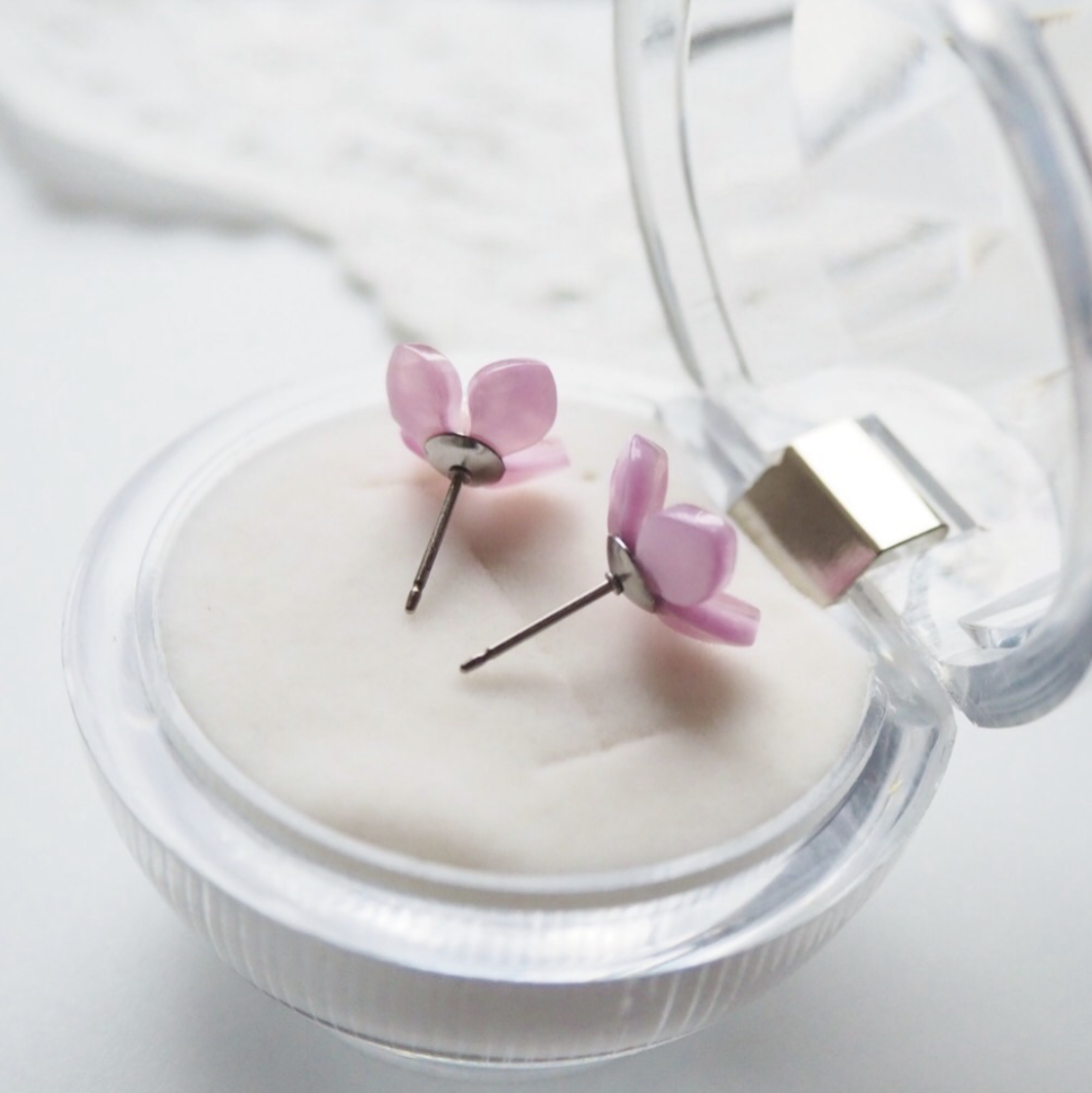 <Handmade in Japan> 紫陽花ひと粒耳環