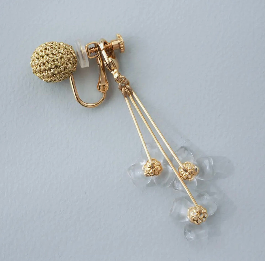 <Handmade in Japan> 2way編織波波x德國製花花耳環(2色)