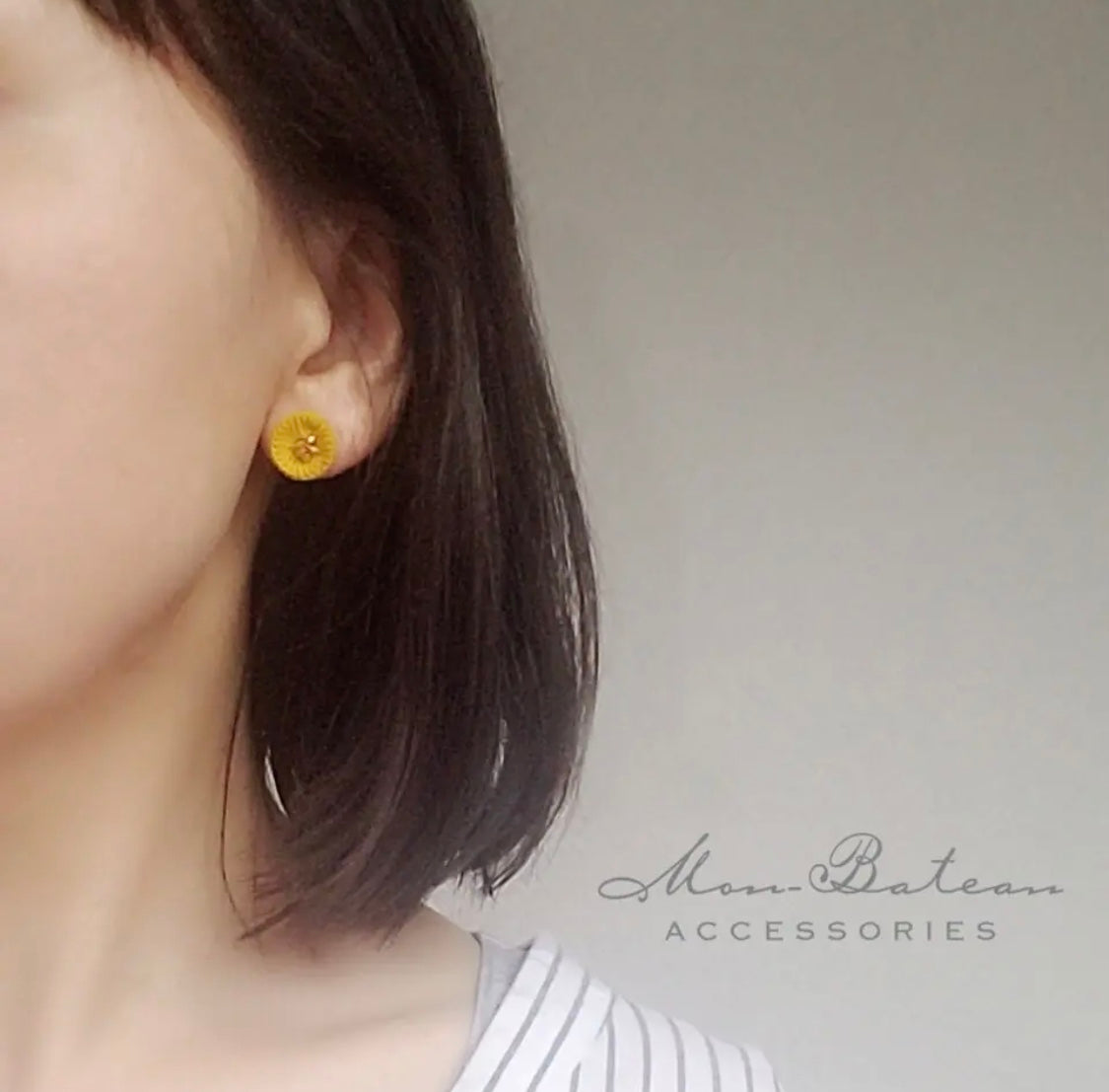 <Handmade in Japan> 彩色小鈕扣編織耳環