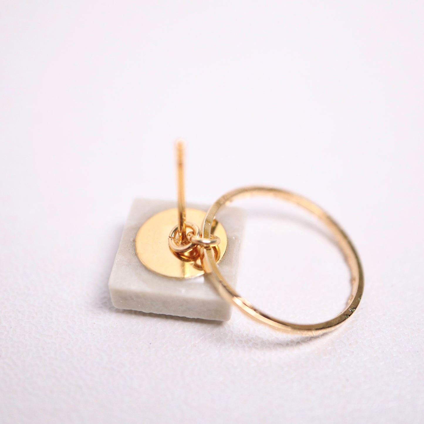 <Handmade in Japan> 美濃焼陶瓷2way小方耳環