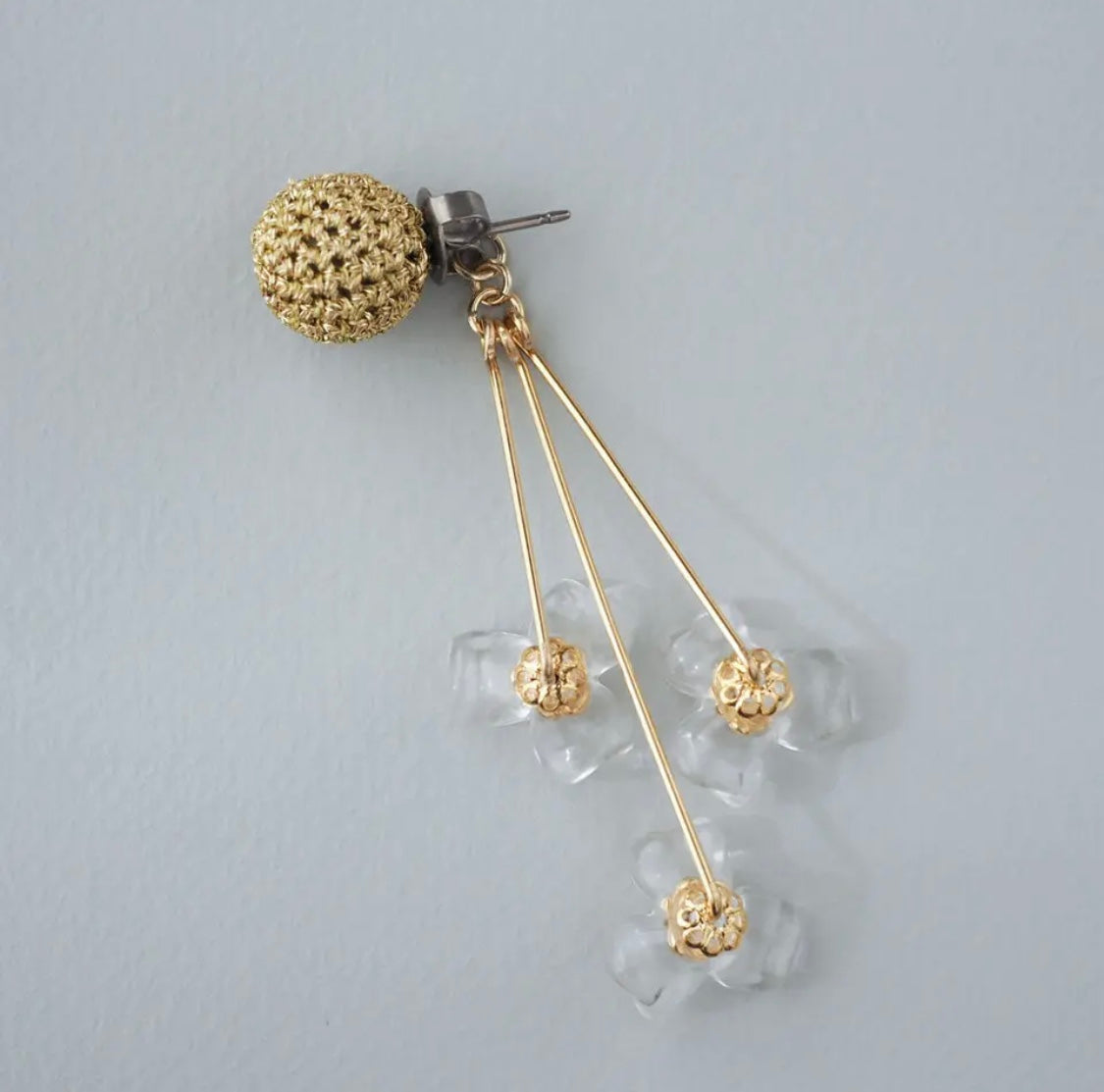 <Handmade in Japan> 2way編織波波x德國製花花耳環(2色)
