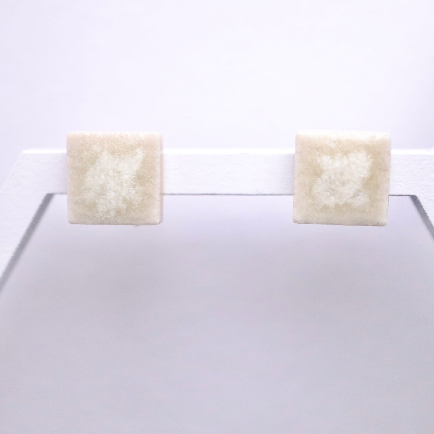 <Handmade in Japan> 美濃焼陶瓷2way小方耳環