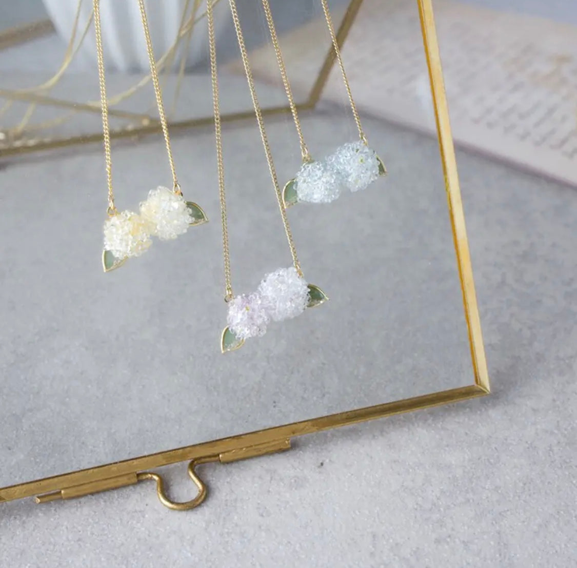 <Handmade in Japan> 玻璃紫陽花頸鏈
