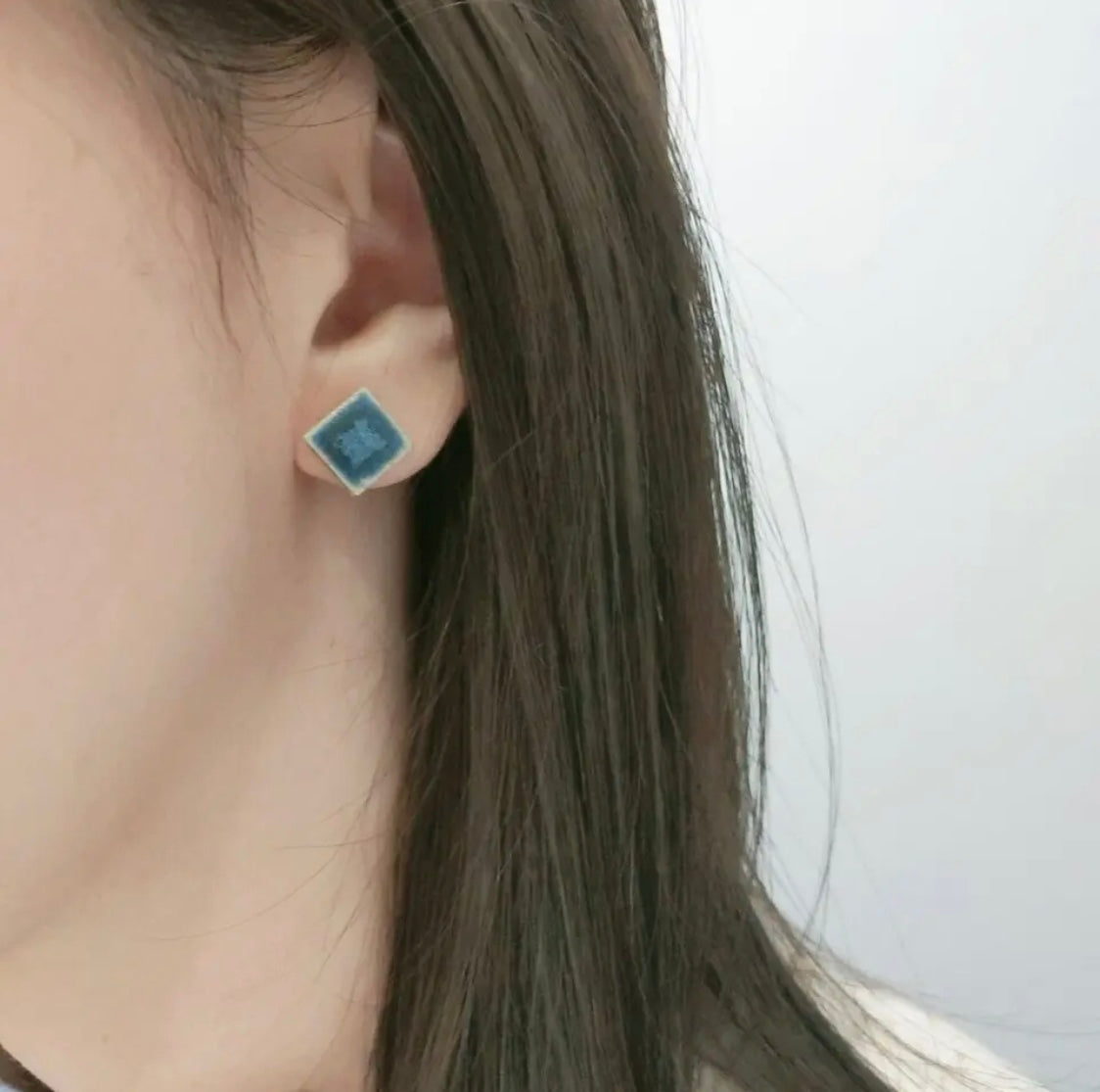 <Handmade in Japan> 美濃焼陶瓷2way小方耳環