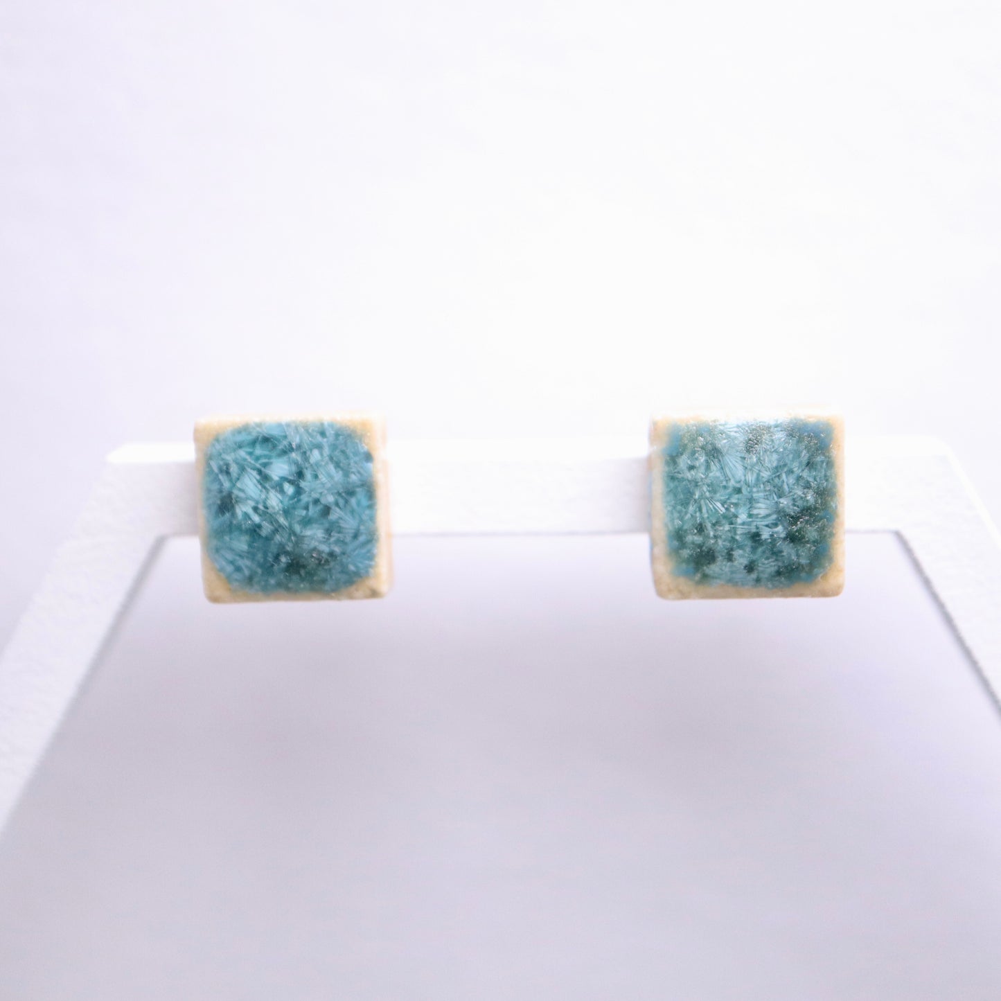 <Handmade in Japan> 美濃焼陶瓷2way小方耳環