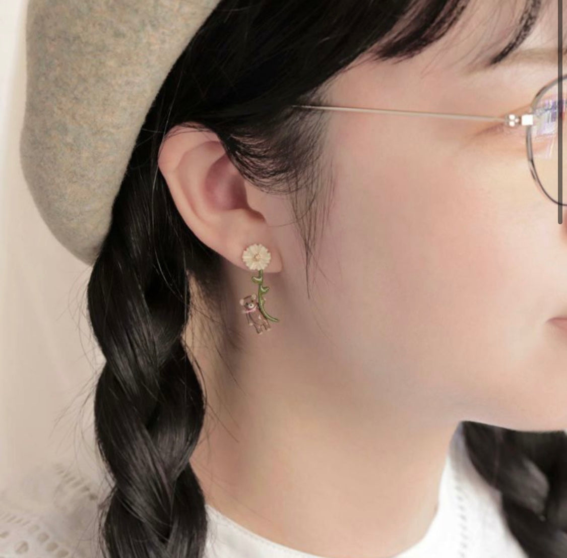 日本製 Ayatorie 熊仔淋花耳環