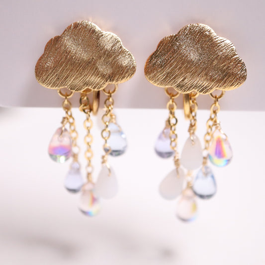 日本製Luccica 七彩雨雲耳環 (耳夾款)