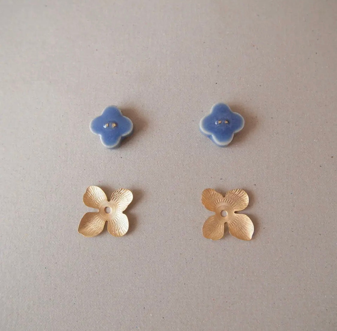 <Handmade in Japan> 美濃焼陶瓷配可拆卸金屬2way耳環(2色)