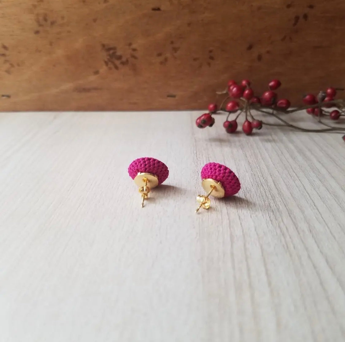 <Handmade in Japan> 彩色小鈕扣編織耳環