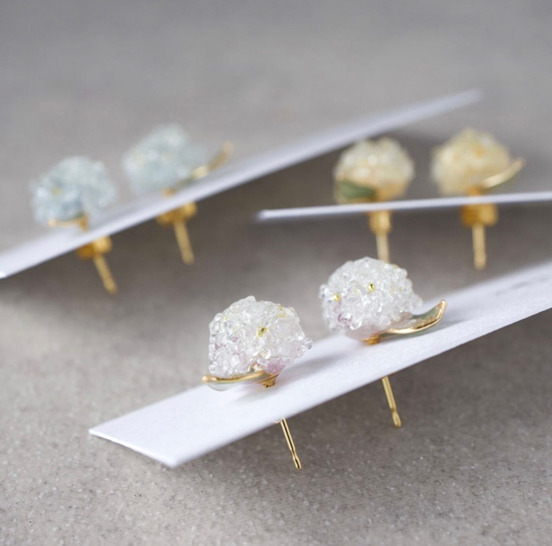 <Handmade in Japan> 玻璃紫陽花耳環