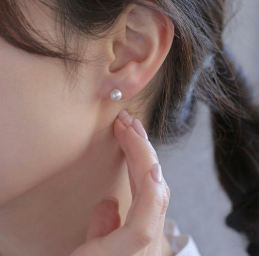 日本製 天然珍珠耳環(K18耳針)