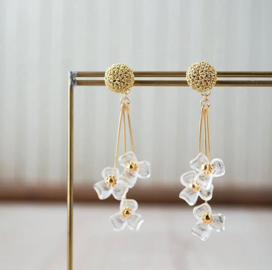 <Handmade in Japan> 2way編織波波x德國製花花耳環(2色)