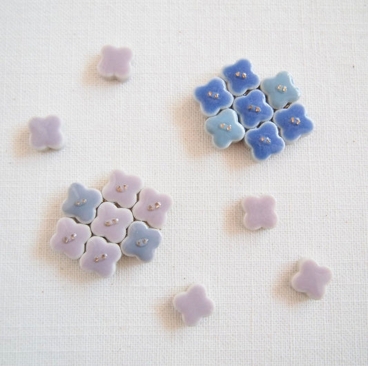 <Handmade in Japan> 美濃焼陶瓷拼色金箔繡球花(橡筋/髮插)