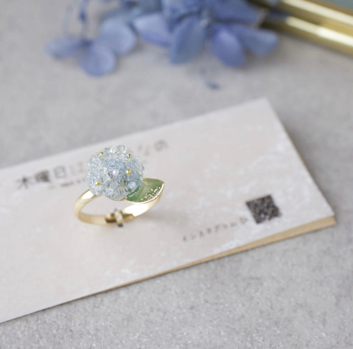 <Handmade in Japan> 玻璃紫陽花戒指