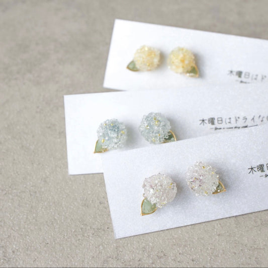 <Handmade in Japan> 玻璃紫陽花耳環